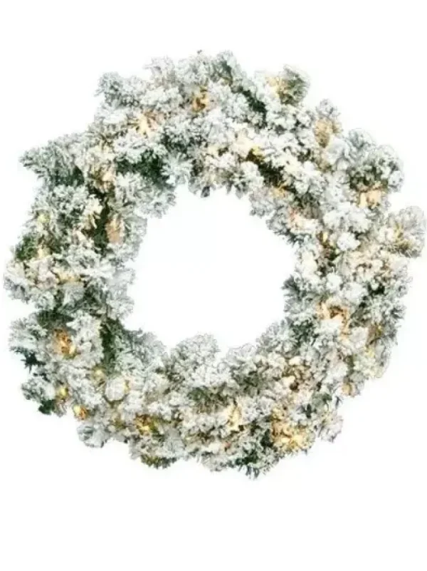 Aldik Home Christmas Garlands And Wreaths<Flocked Norway Pine Wreath 36 in. Staylit