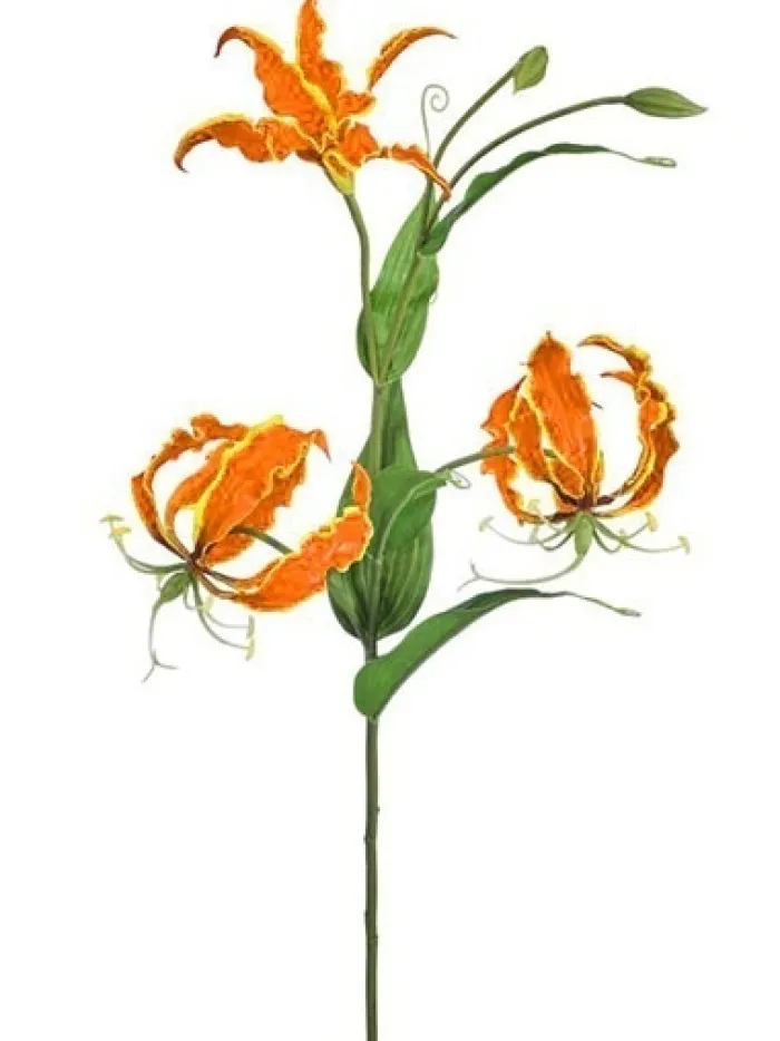 gloriosa_lily_w_buds__in__0.webp Aldik Home Silk Lilies<Gloriosa Lily w/ Buds 30 in. Orange
