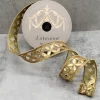 Aldik Home Christmas Ribbon & Fabric<Metallic Floral 1.5 in. x 10 yd. Gold