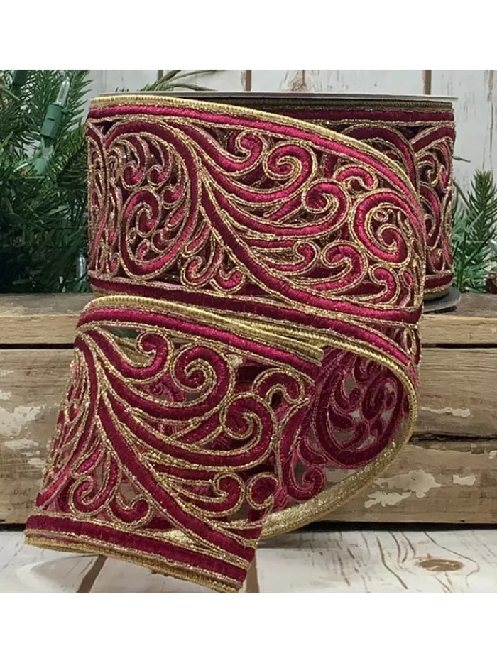 metallic_scroll_garland___0.webp Aldik Home Christmas Ribbon & Fabric<Metallic Scroll Garland 3.5 in. x 10 yd. Hot Pink
