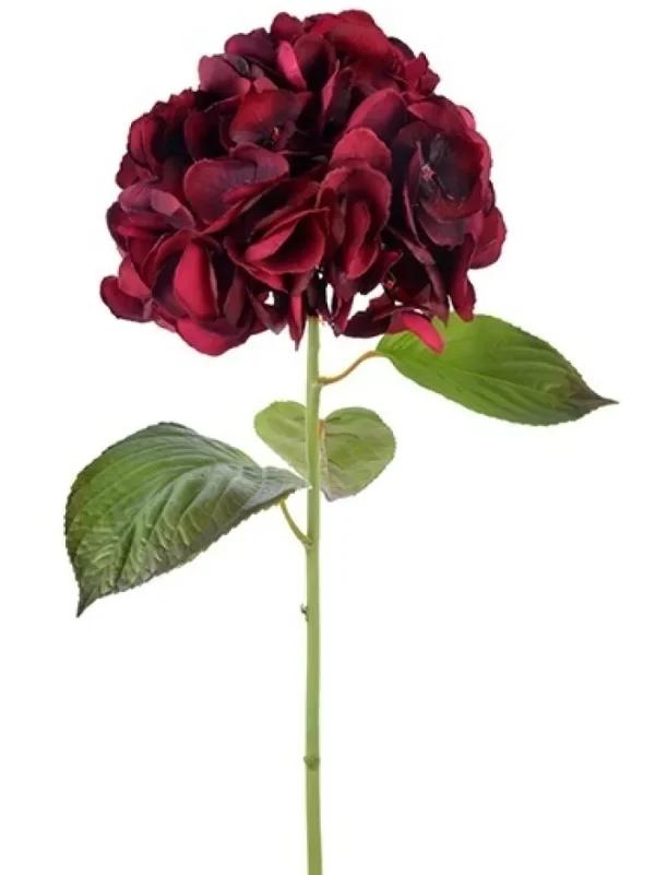 Aldik Home Natural Touch Silk Flowers<Natural Touch Faux Hydrangea 25 in. Burgundy