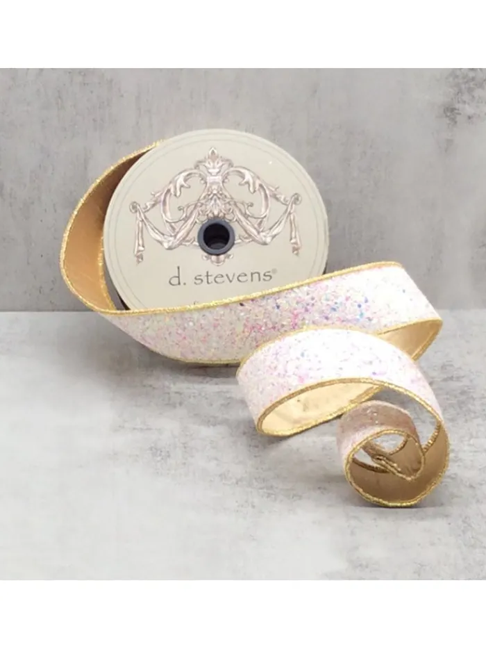 sugar_plum_icy_glitter__i_0.webp Aldik Home Christmas Ribbon & Fabric<Sugar Plum Icy Glitter 1.5 in. x 10 yd. Iridescent W/ Gold Dupion
