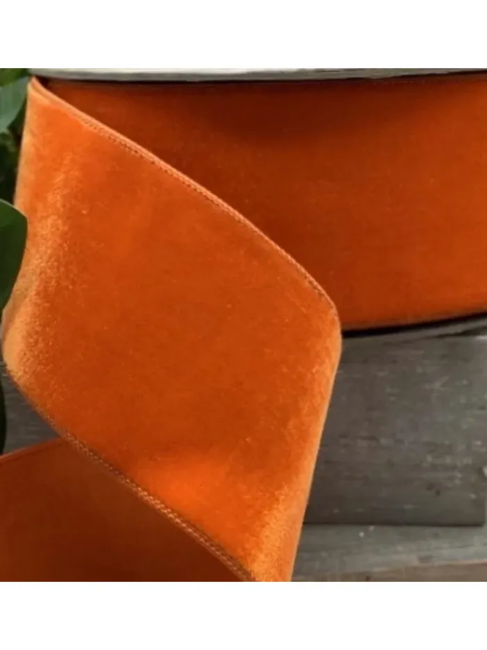 velvet__in_x__yd_bright_o_0.webp Aldik Home Christmas Ribbon & Fabric<Velvet 4 in. x 10 yd. Bright Orange Faux Dupion Back