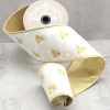 Aldik Home Christmas Ribbon & Fabric<Velvet Gold Embroidery Bee 4 in. x 5 yd. Winter White