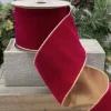 Aldik Home Christmas Ribbon & Fabric<Velvet Vintage French 4 in. x 10 yd. Fuchsia Metallic Back