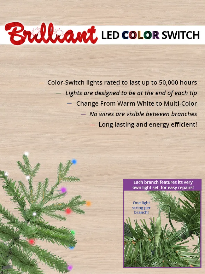 virginia_fir_led__ft__col_4.webp Aldik Home Pre Lit Christmas Trees | Tall Christmas Trees<Virginia Fir LED 7.5 FT - Color Switch